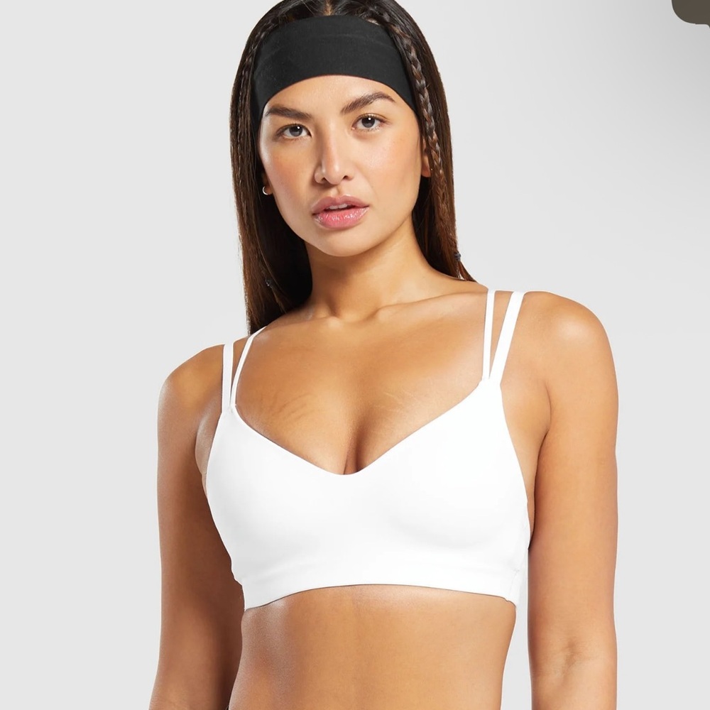 Gymshark White Double-Strap Seamless Sports Bra